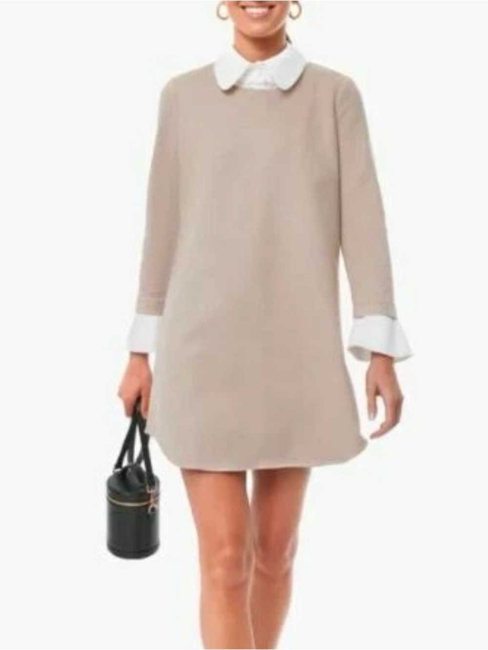Tuckernuck Womens Dakotah Mini Dress Size XS Beige Shift Peter Pan Collar